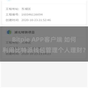 Bitpie APP客户端 如何利用比特派钱包管理个人理财？