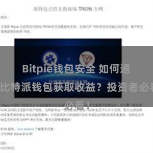 Bitpie钱包安全 如何通过比特派钱包获取收益？投资者必看！